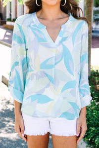 Keep Up Blue Abstract Blouse