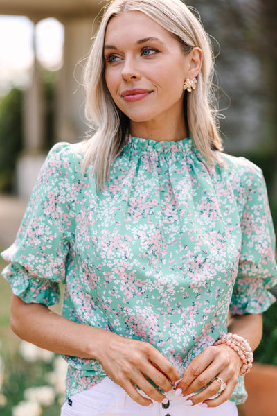 balloon zip shirt ミントグリーン Brynn Seafoam Green Pullover Top | Sassy Shortcake