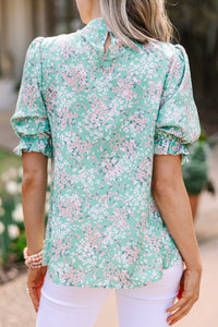 Places To Go Olive Green Ditsy Floral Blouse – Shop the Mint