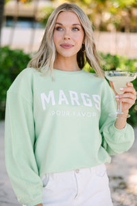 Margs Por Favor Melon Green Graphic Corded Sweatshirt
