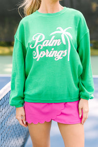 Palm Springs Kelly Green Graphic Corded Sweatshirt