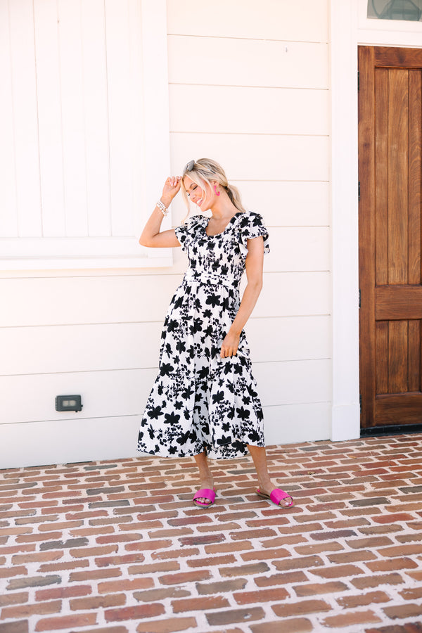 Suit Yourself Black Floral Midi Dress Shop the Mint Suit Yourself Black Floral Midi Dress Shop the Mint