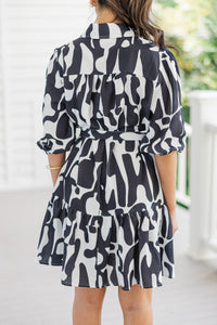 It's All Good Black Abstract Dress