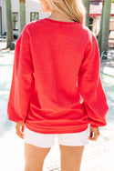 Orange HELLO PUMPKIN Letter Graphic Corded Sweatshirt