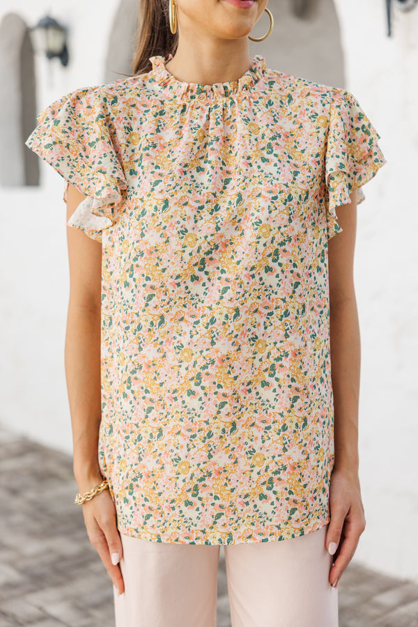 On Your Heart Yellow Ditsy Floral Blouse