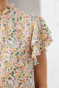 On Your Heart Yellow Ditsy Floral Blouse