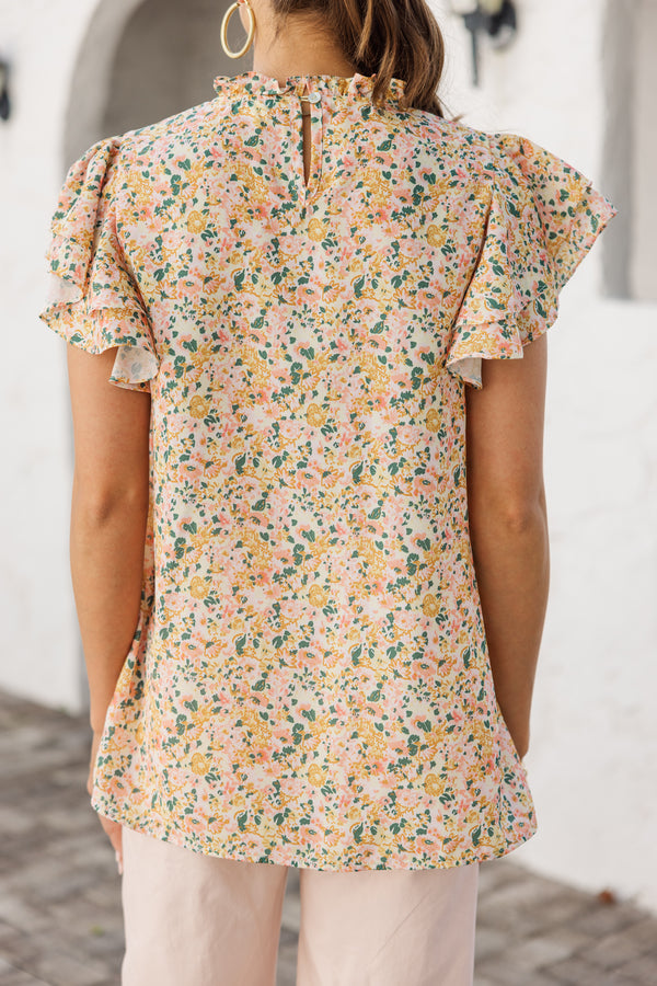 On Your Heart Yellow Ditsy Floral Blouse