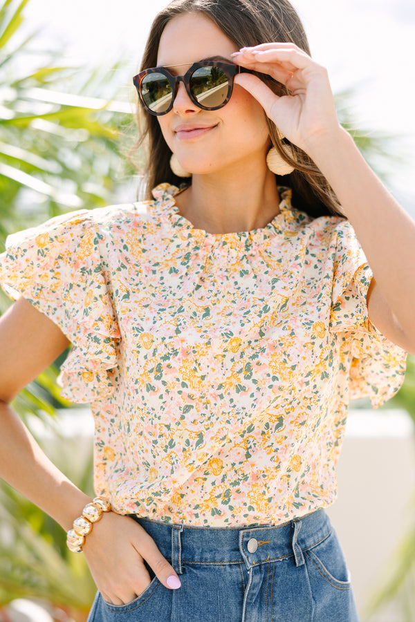 On Your Heart Yellow Ditsy Floral Blouse