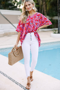 Couldn't Be Better Fuchsia Pink Ditsy Floral Top