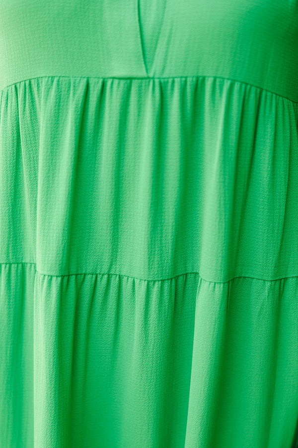 Look You Up Green Ruffled Midi Dress