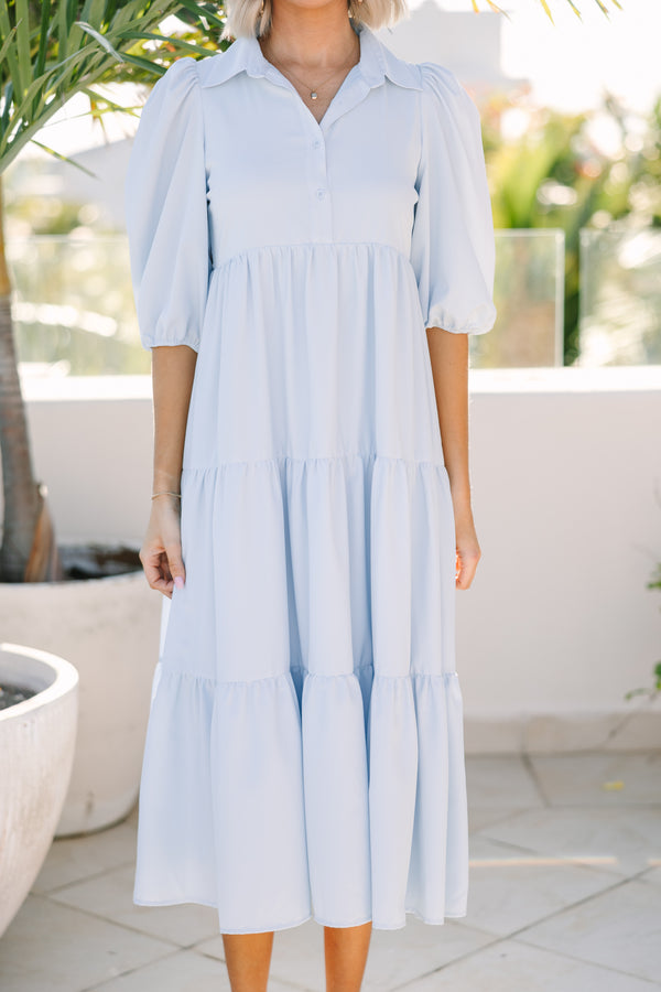 Love Found Light Blue Tiered Midi Dress – Shop the Mint