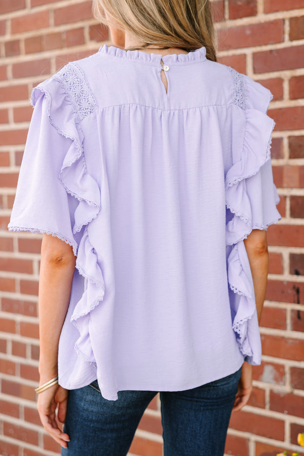 Pruple Ruffland Step It Up Lavender Purple Ruffled Blouse – Shop the Mint
