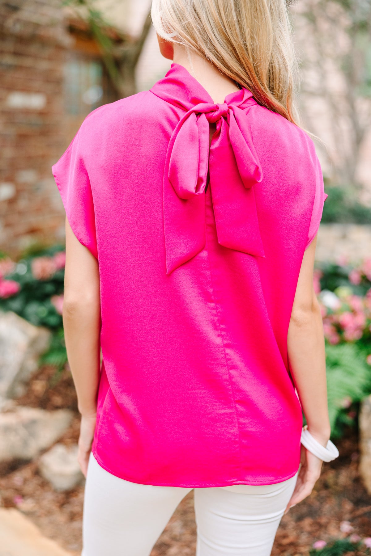 Fitted Blouse with Pockets in Fuxia