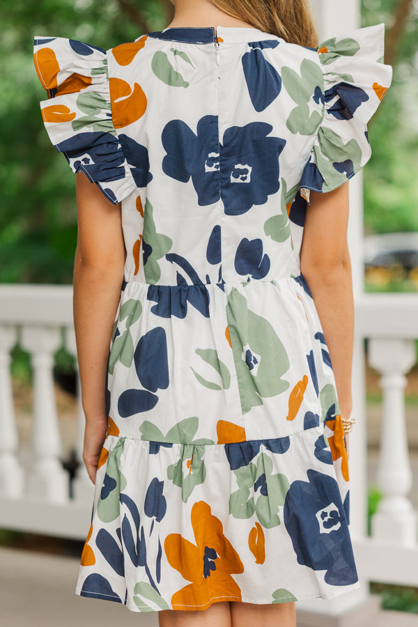 Girls: Get Inspired Olive Green Floral Babydoll Dress