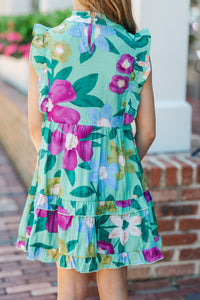 Girls: A True Beauty Sage Green Floral Dress