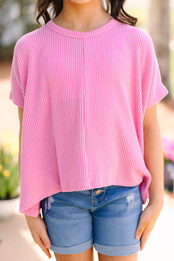 Girls: Confident Decisions Pink Ribbed Top