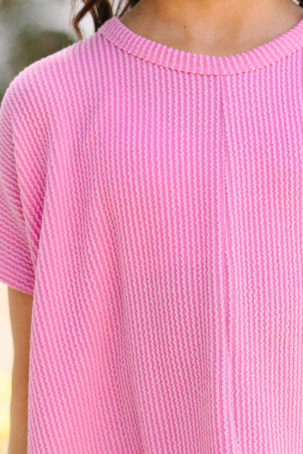 Girls: Confident Decisions Pink Ribbed Top