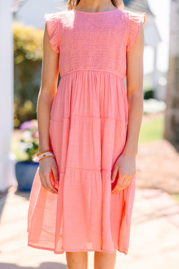 Girls: New Experiences Coral Orange Midi Dress Shop the Mint Girls: New Experiences Coral Orange Midi Dress Shop the Mint