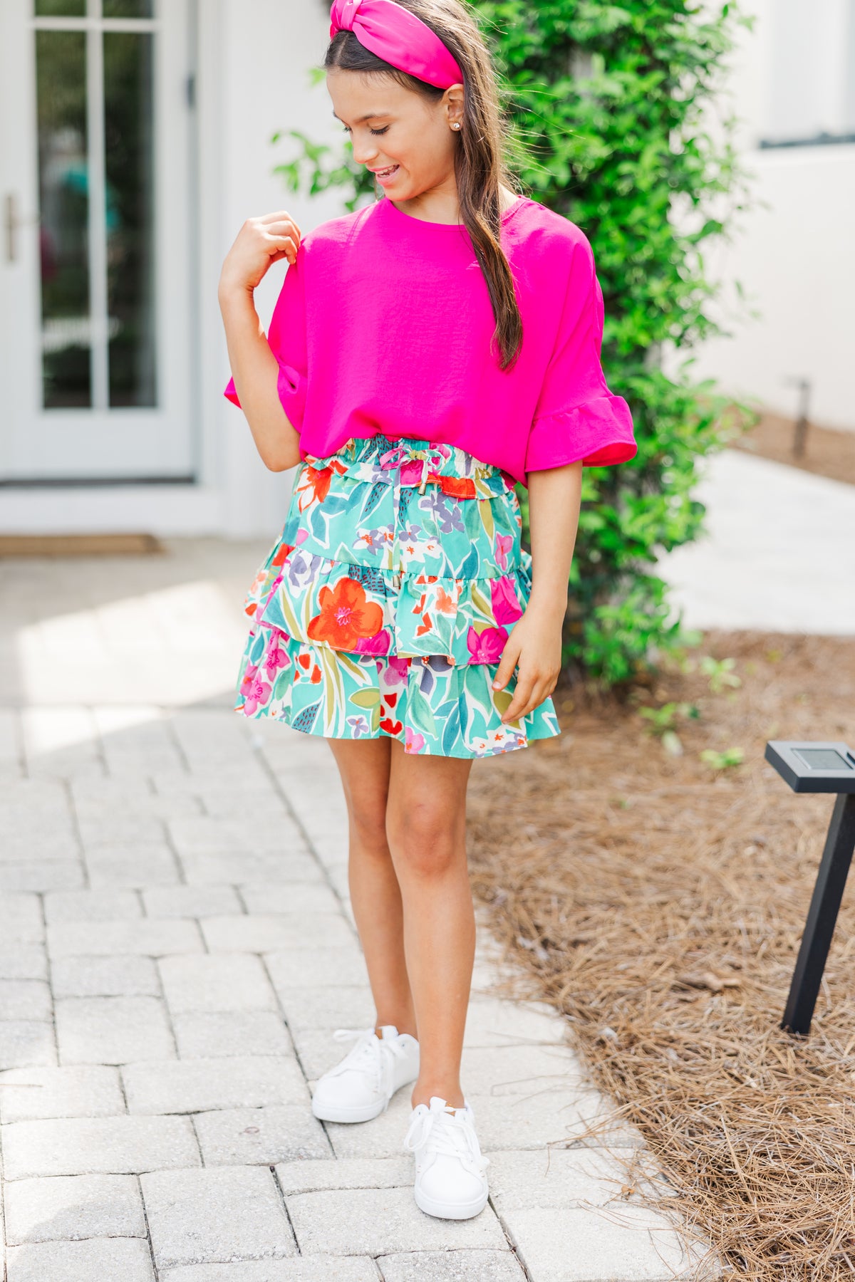 Girls Sage Skort Set- Pink & Aqua by Millie Jay main image 1