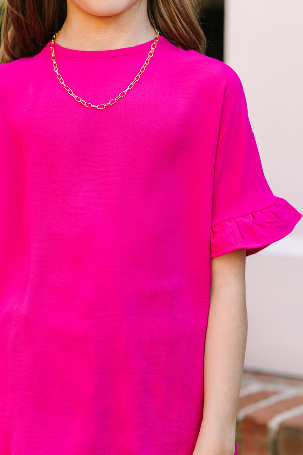 Girls: All I Ask Fuchsia Pink Ruffled Top