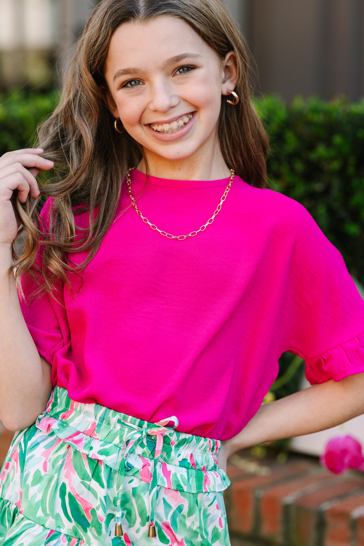 Girls: All I Ask Fuchsia Pink Ruffled Top – Shop the Mint