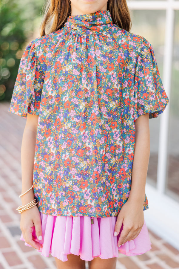 Girls: Can't Let You Go Gold Floral Blouse