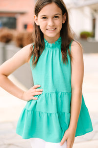 Girls: Get A Reaction Kelly Green Tiered Tank