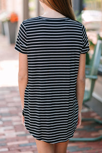 Girls: Let's Meet Later Black and White Striped Top