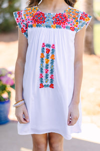 Girls: Live Your Way Ivory Embroidered Dress