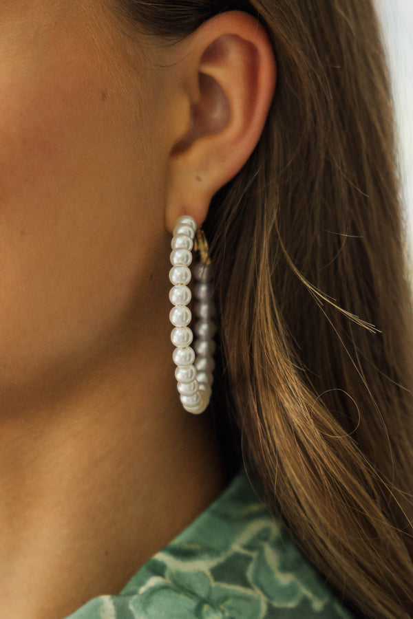 All Class Pearl Hoop Earrings