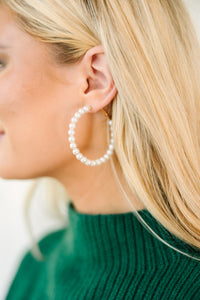 chic hoop earrings, pearl earrings, classic accessories, trendy boutique jewelry 