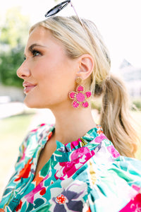 Alright With Me Pink Flower Earrings