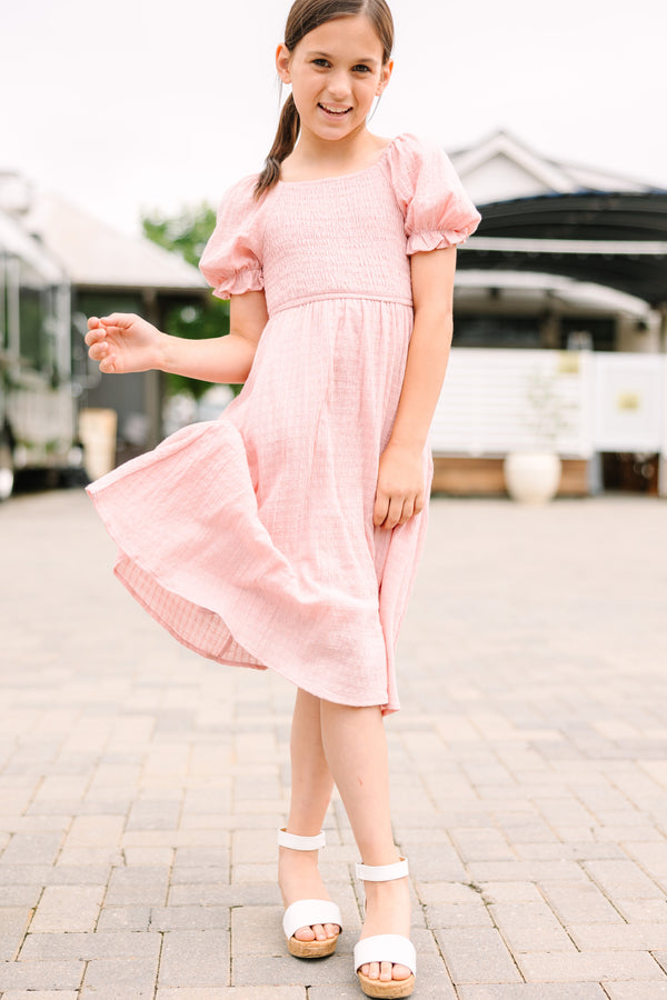 Girls: Lots To Love Mauve Pink Smocked Midi Dress
