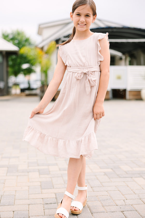 brown ruffle midi dress Brown Metallic Chiffon Ruffle V-Neck Midi Dress