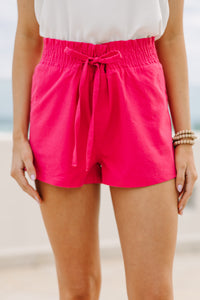 Everyday Happiness Fuchsia Pink Linen Shorts