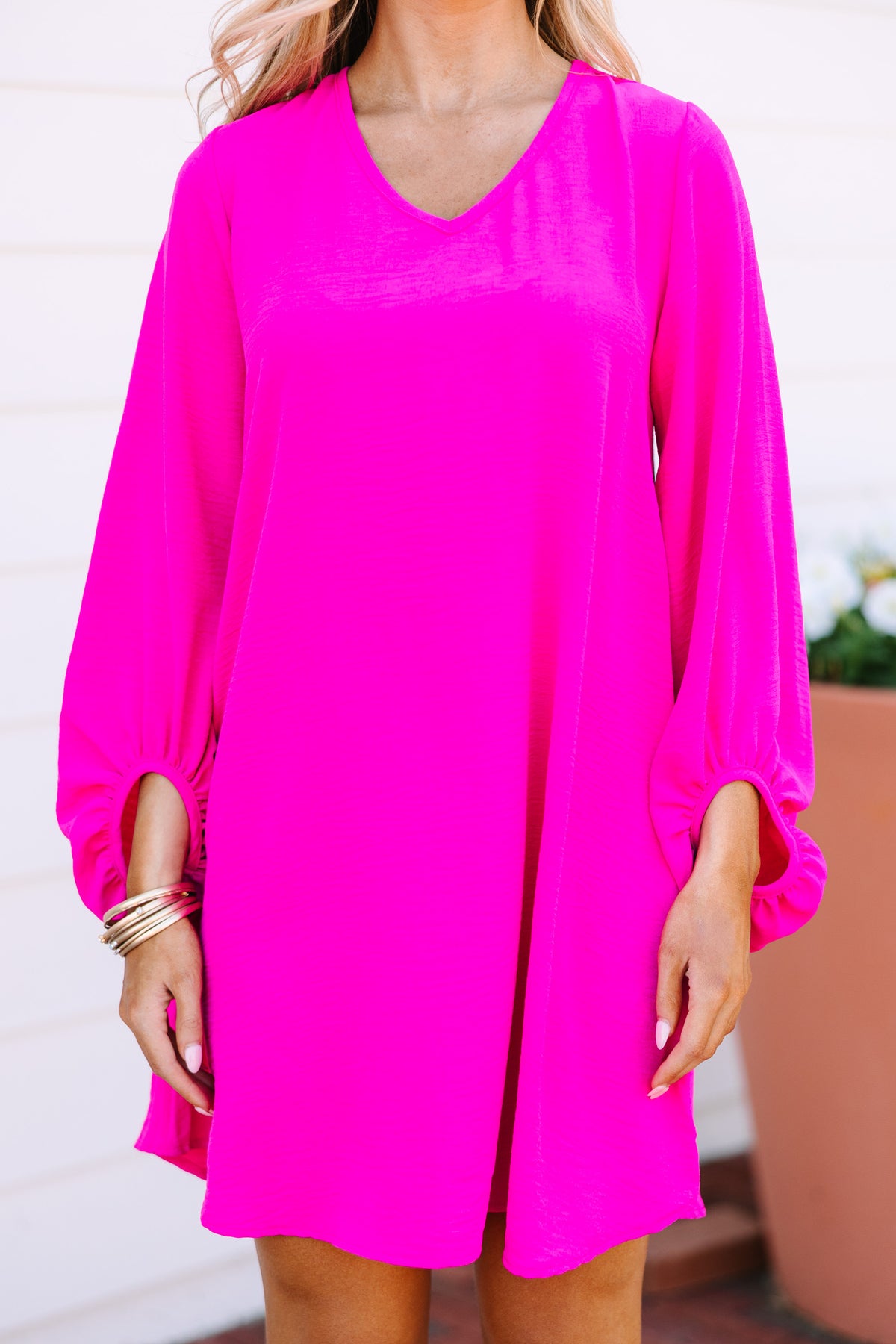 Loud And Clear Ultra Hot Pink Bubble Sleeve Dress Shop the Mint Loud And Clear Ultra Hot Pink Bubble Sleeve Dress Shop the Mint