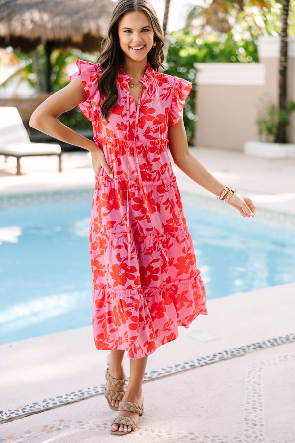 Show You Off Rose Pink Floral Midi Dress Shop the Mint Show You Off Rose Pink Floral Midi Dress Shop the Mint