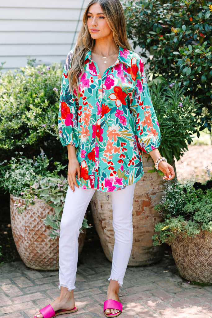 In Your Dreams Green Floral Button Down Blouse – Shop the Mint