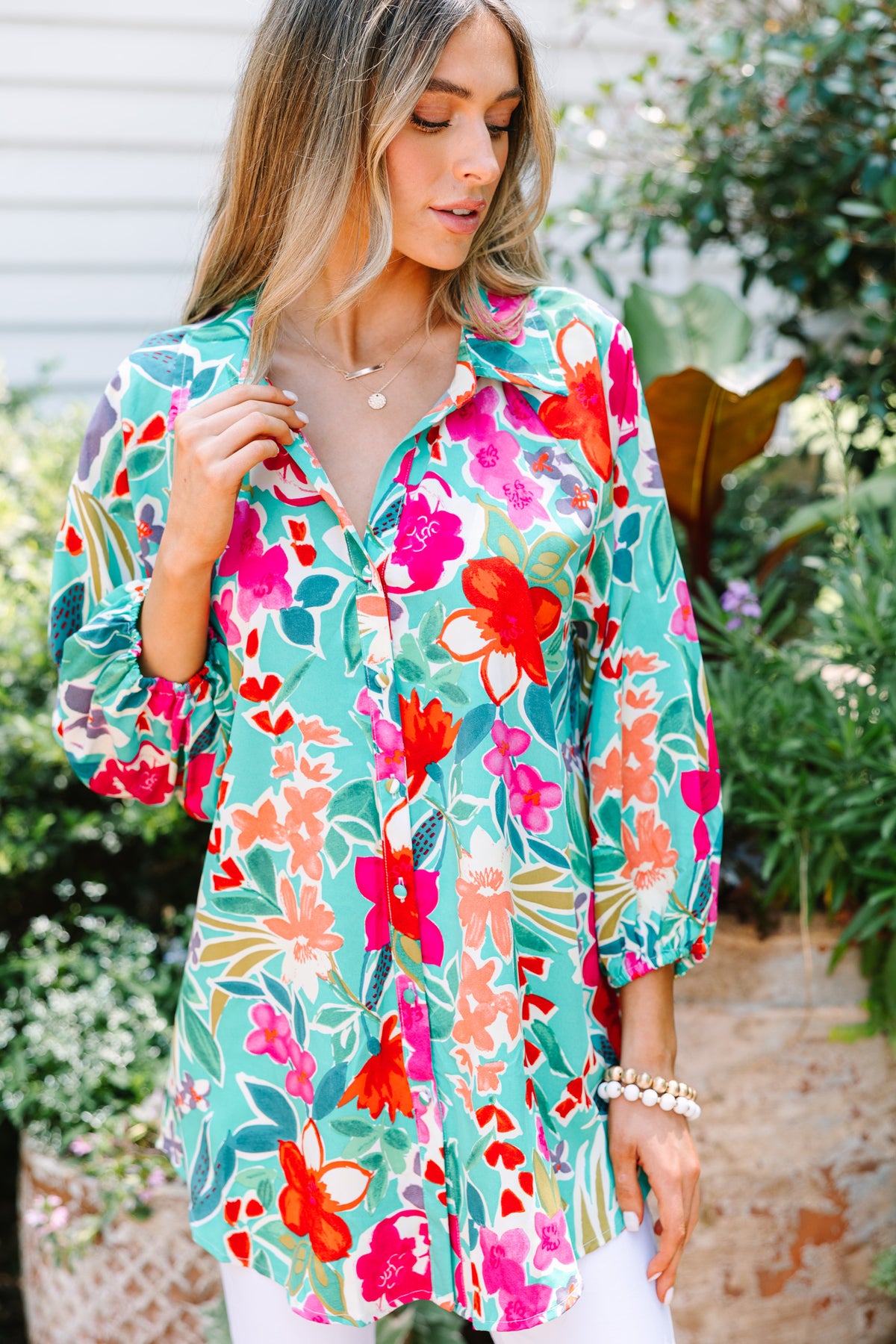 In Your Dreams Green Floral Button Down Blouse – Shop the Mint