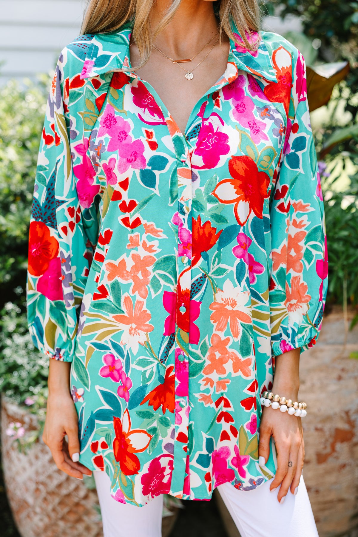 Floral Zip Down Blouse
