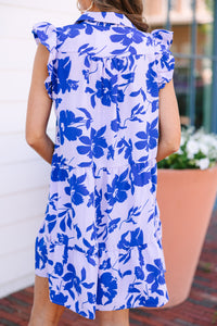 Women's fashion, Blue floral dress, Midi dress, Ruffled detailing, Cap sleeve dress, Spring-Summer attire
