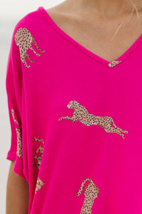 Take The Lead Fuchsia Pink Cheetah Top
