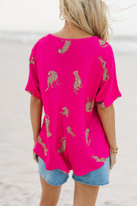 Take The Lead Fuchsia Pink Cheetah Top