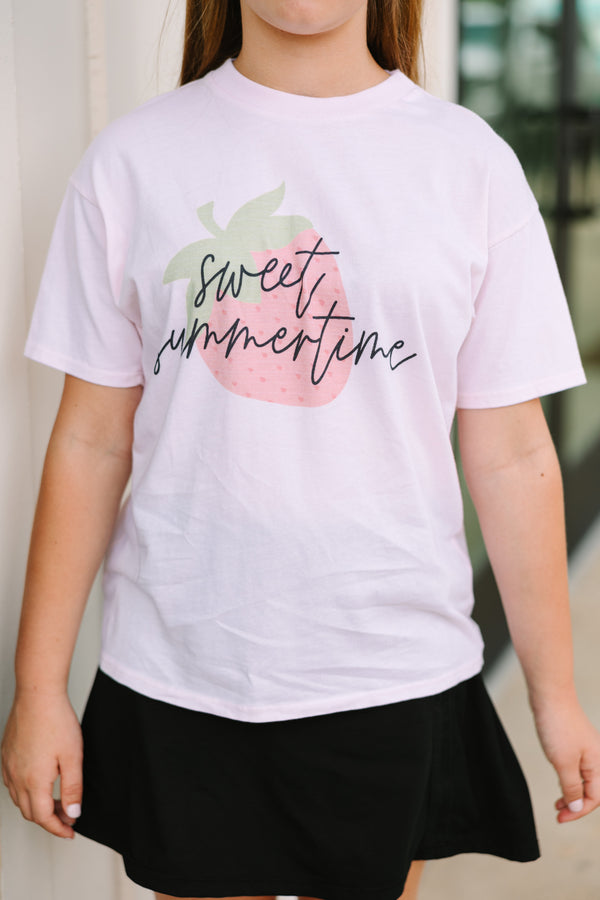 Girls: Sweet Summertime Blush Pink Oversized Graphic Tee