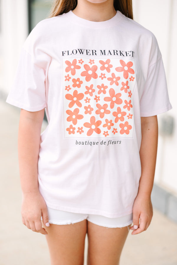 Girls: Flower Market Blush Pink Oversized Graphic Tee