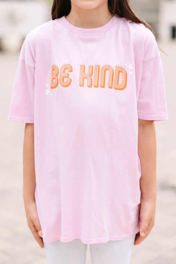 Girls: Be Kind Lavender Purple Oversized Graphic Tee