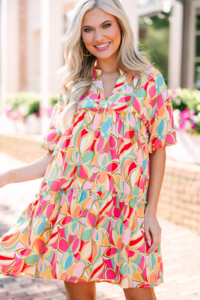 Fully Convinced Pink Abstract Babydoll Dress – Shop the Mint