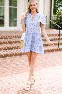 Make Your Heart Sing Blue Ditsy Floral Dress
