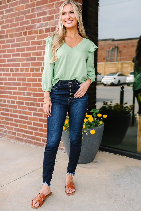 Make Yourself Happy Melon Green Ruffled Blouse – Shop the Mint