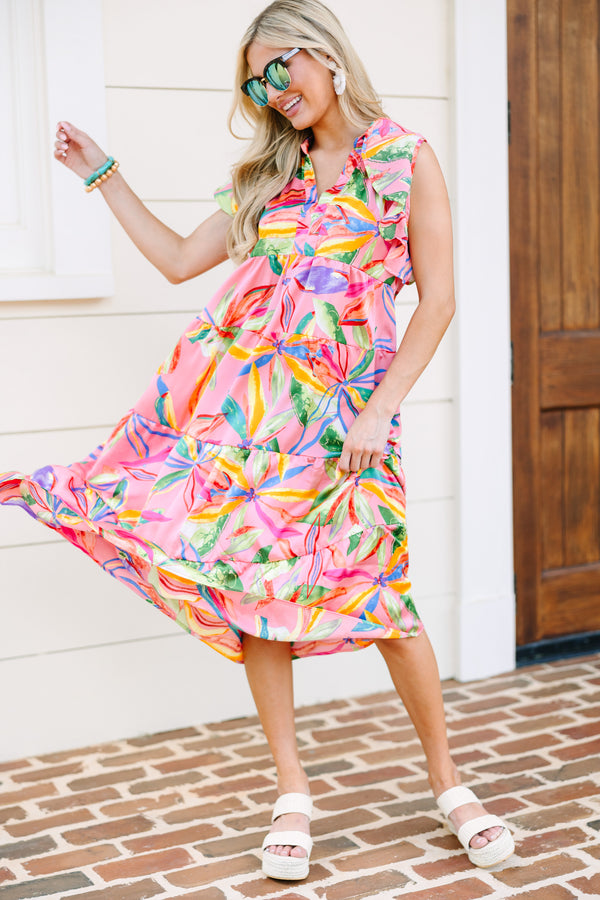 Sunny Summer Day Pink Floral Midi Dress Shop the Mint Sunny Summer Day Pink Floral Midi Dress Shop the Mint